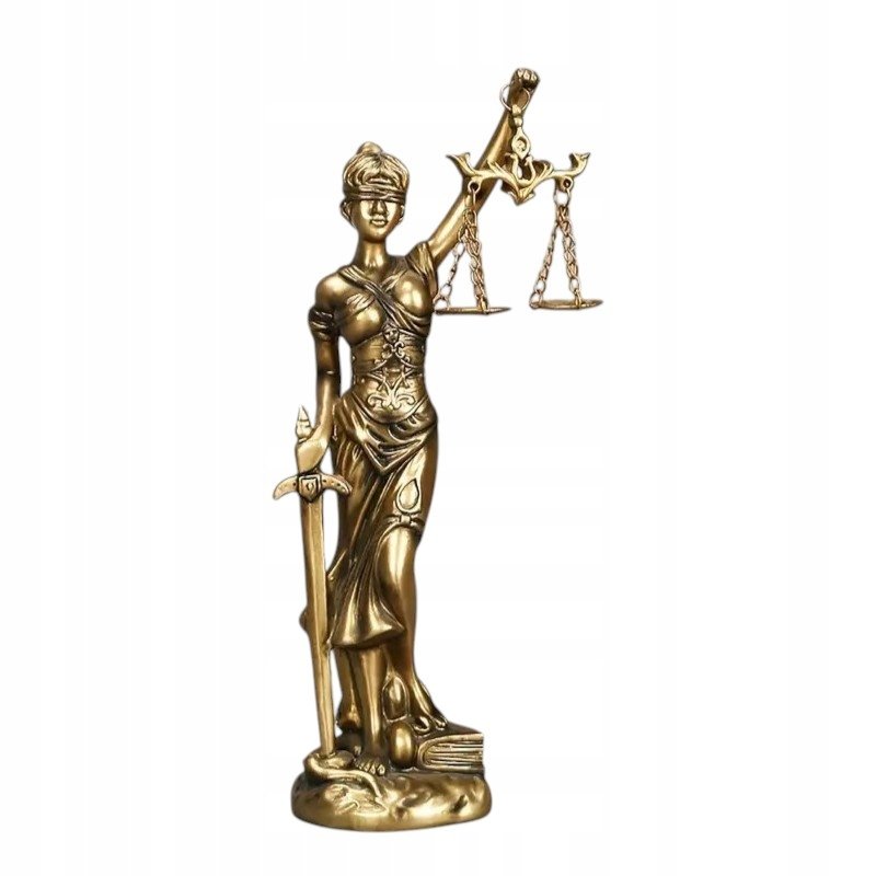 Temida Bogini Sprawiedliwości JUSTICA figurka z żywicy 20,5cm ZŁOTA