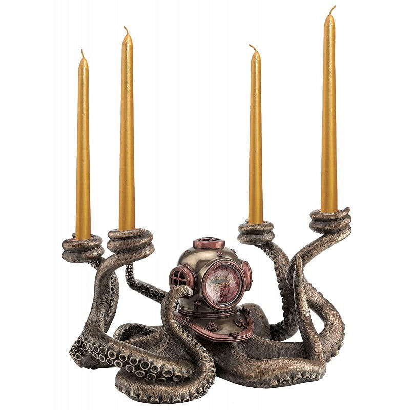 ŚWIECZNIK OŚMIORNICA W STYLU STEAMPUNK NA 4 ŚWIECE DLA NURKA VERONESE