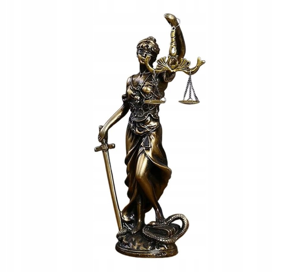 PIĘKNA FIGURKA, STATUA DEKORACYJNA - TEMIDA BOGINI PRAWA I SPRAWIEDLIWOŚCI