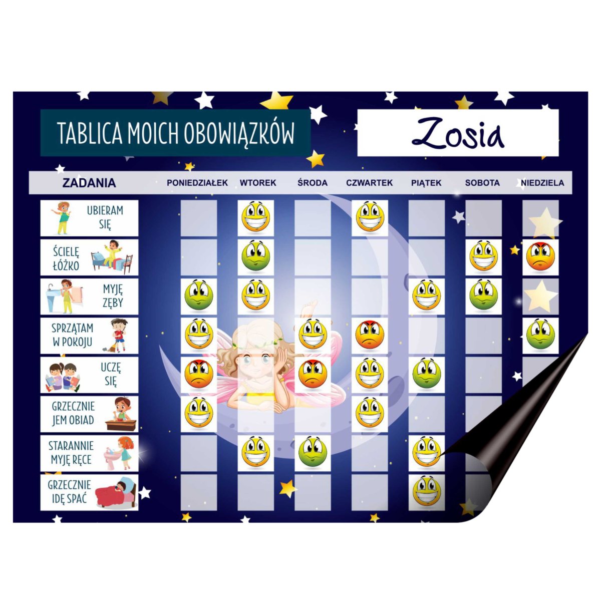 Tablica obowiązków na lodówkę Karta motywacyjna dla dzieci Planer na magnes