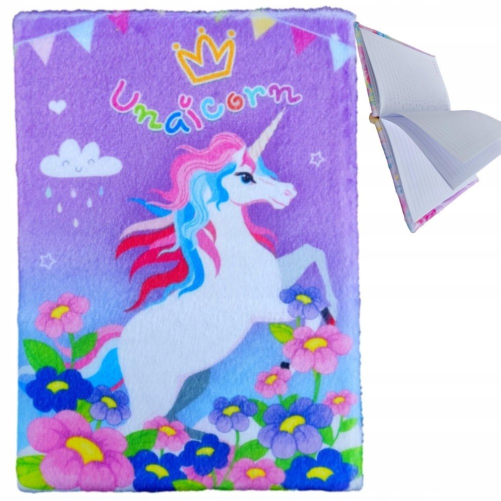 pamiętnik jednorożec włochacz pluszowy MIEKKI NOTES ZESZYT UNICORN NOTATNIK