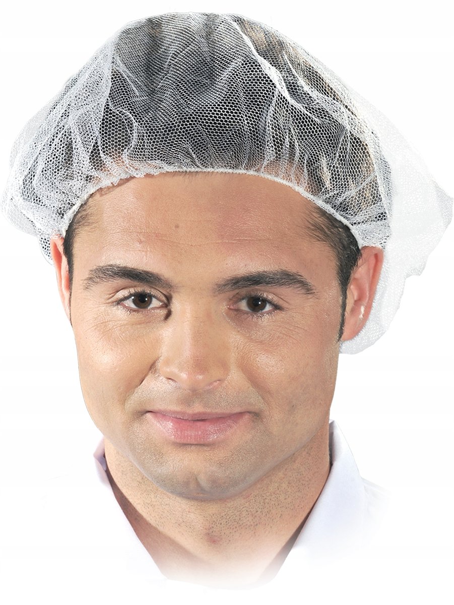 Czepek biały z polipropylenu zakończony gumką