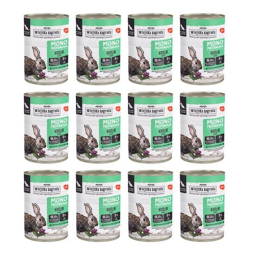 Wiejska Zagroda Królik 12x400g Mokra karma dla psa monoproteinowa