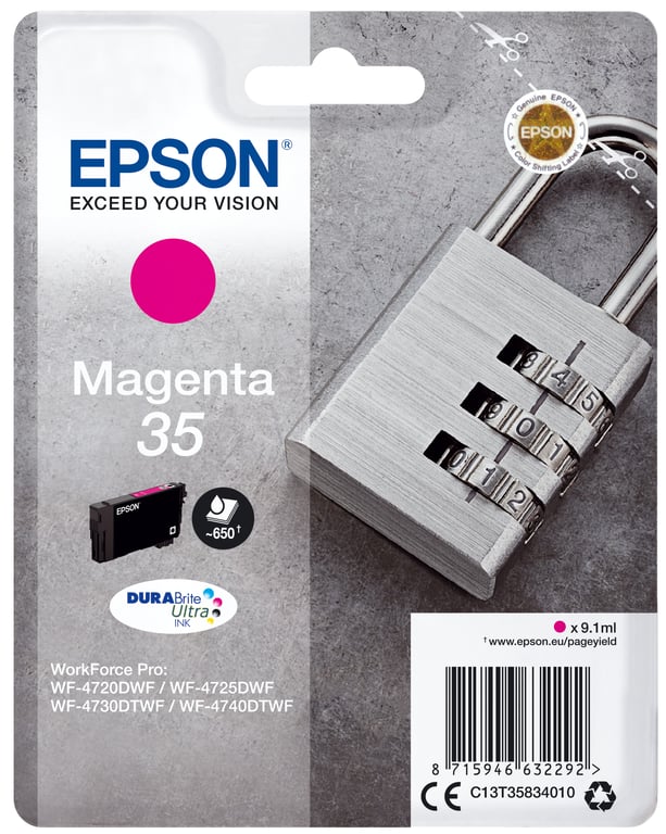 Epson Padlock C13T35834010 nabój z tuszem 1 szt. Oryginalny Standardowa wydajność Purpurowy C13T35834010