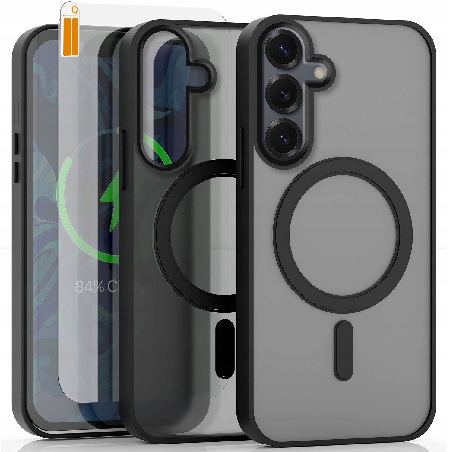 Etui Do Samsung Galaxy S25 Do Magsafe, Czarne Matowe, Wzmacniane Szkło