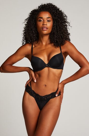 Hunkemöller Stringi w kształcie litery V, z niskim stanem Elliena Czarny