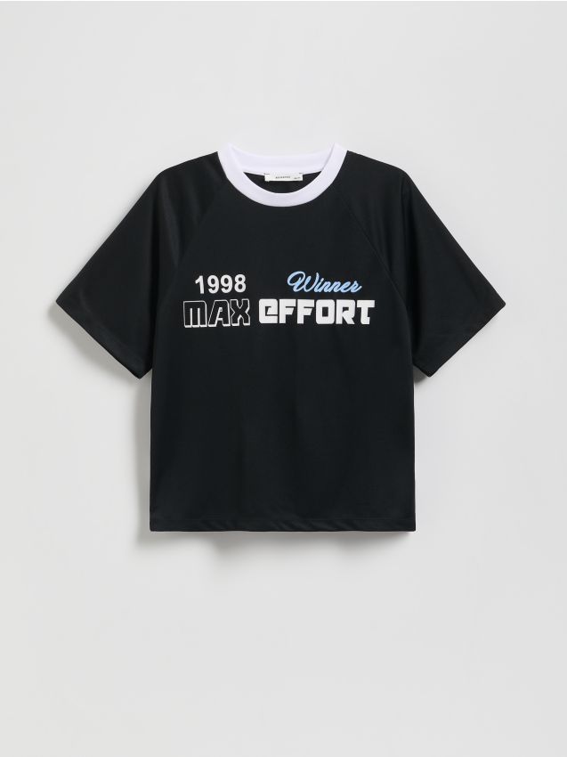 Reserved - Szybkoschnący t-shirt z nadrukiem - czarny