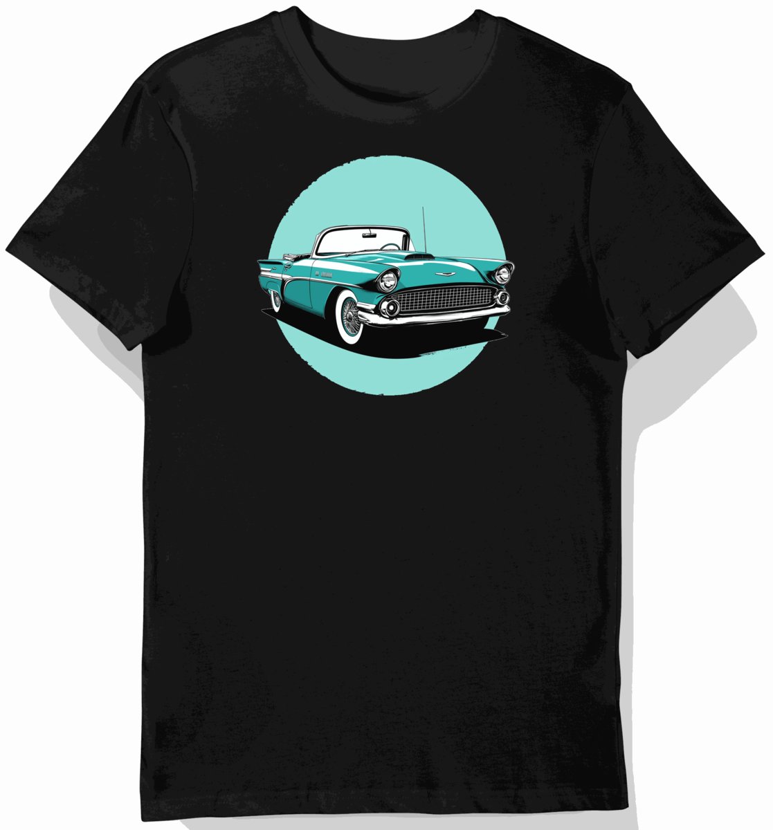 Koszulka męska czarna z motywem retro auta sportowego 3XL