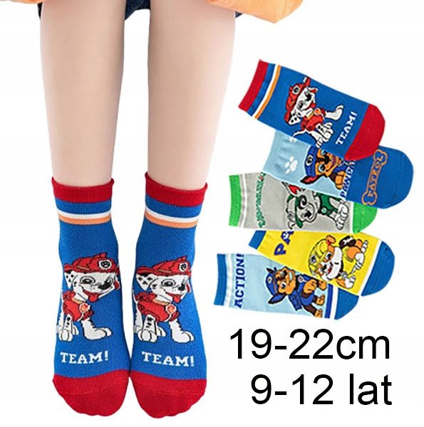 SKARPETY dziecięce BAWEŁNIANE skarpetki PSI PATROL 19-22cm Marshall 9-12lat