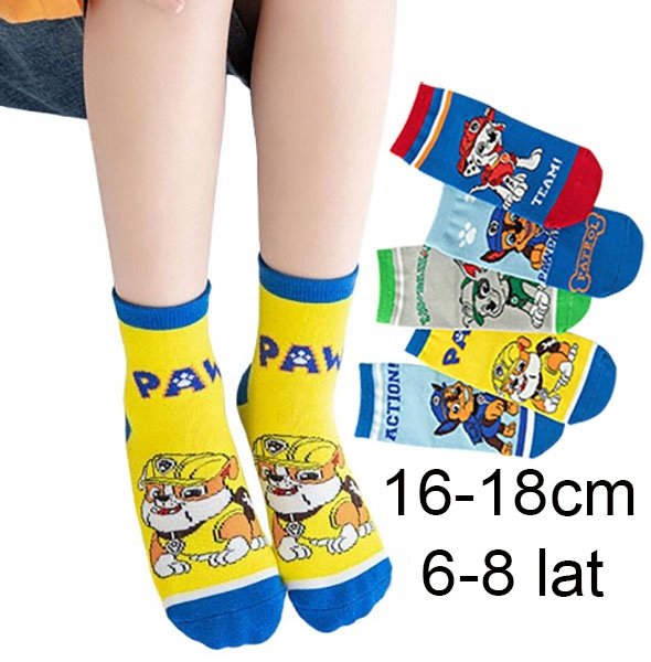 SKARPETY BAWEŁNIANE skarpetki PSI PATROL dla dzieci 16-18cm RUBBLE 6-8lat
