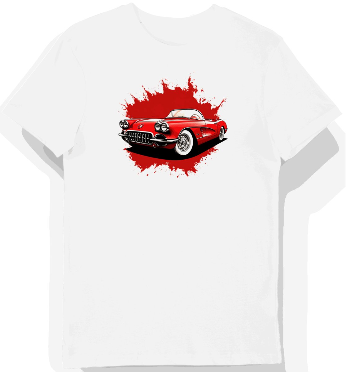 Koszulka męska biała z motywem czerwonego sportowego kabrioletu S