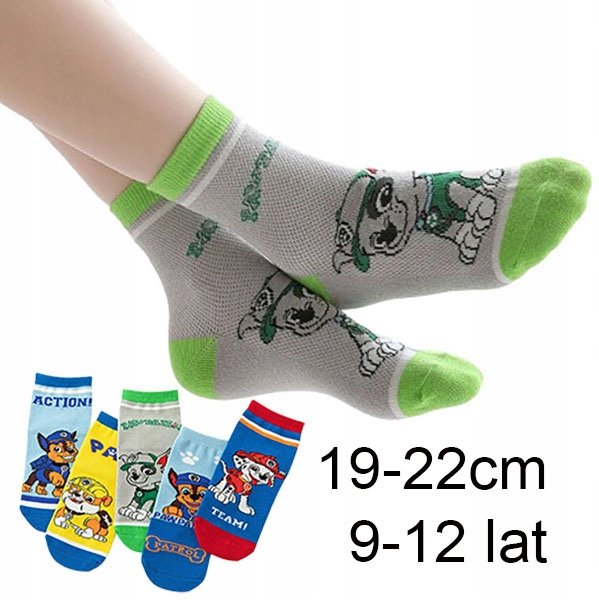 SKARPETY dziecięce BAWEŁNA skarpetki PSI PATROL dla dzieci 19-22cm 9-12lat