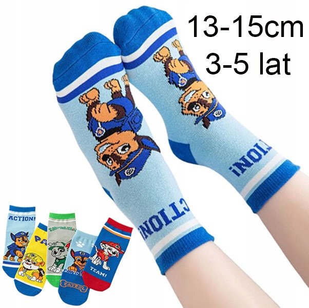 SKARPETY dziecięce BAWEŁNIANE skarpetki PSI PATROL dla dzieci 13-15cm CHASE