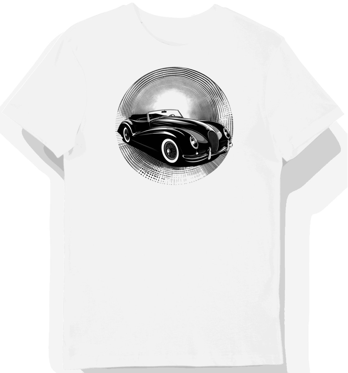 Koszulka męska biała z grafiką sportowego kabrioletu 3XL