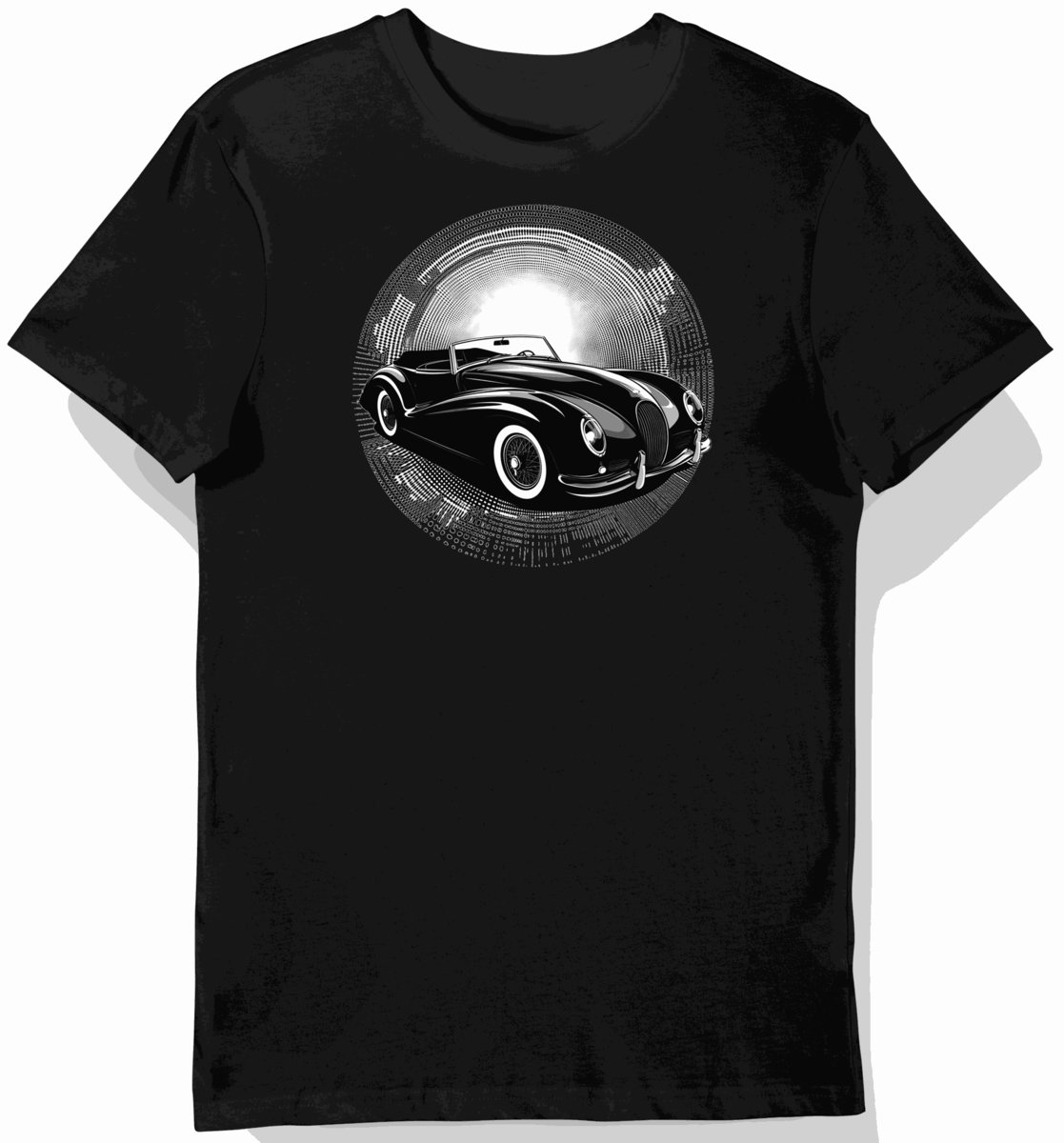 Koszulka męska czarna z motywem klasycznego kabrioletu 5855 XXL