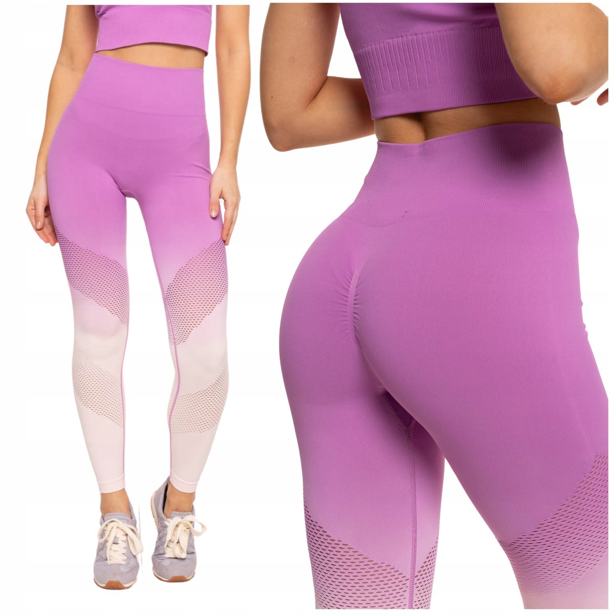 Legginsy Damskie Sportowe Wysoki Stan Push-Up Kryjące na Siłownię MORAJ L
