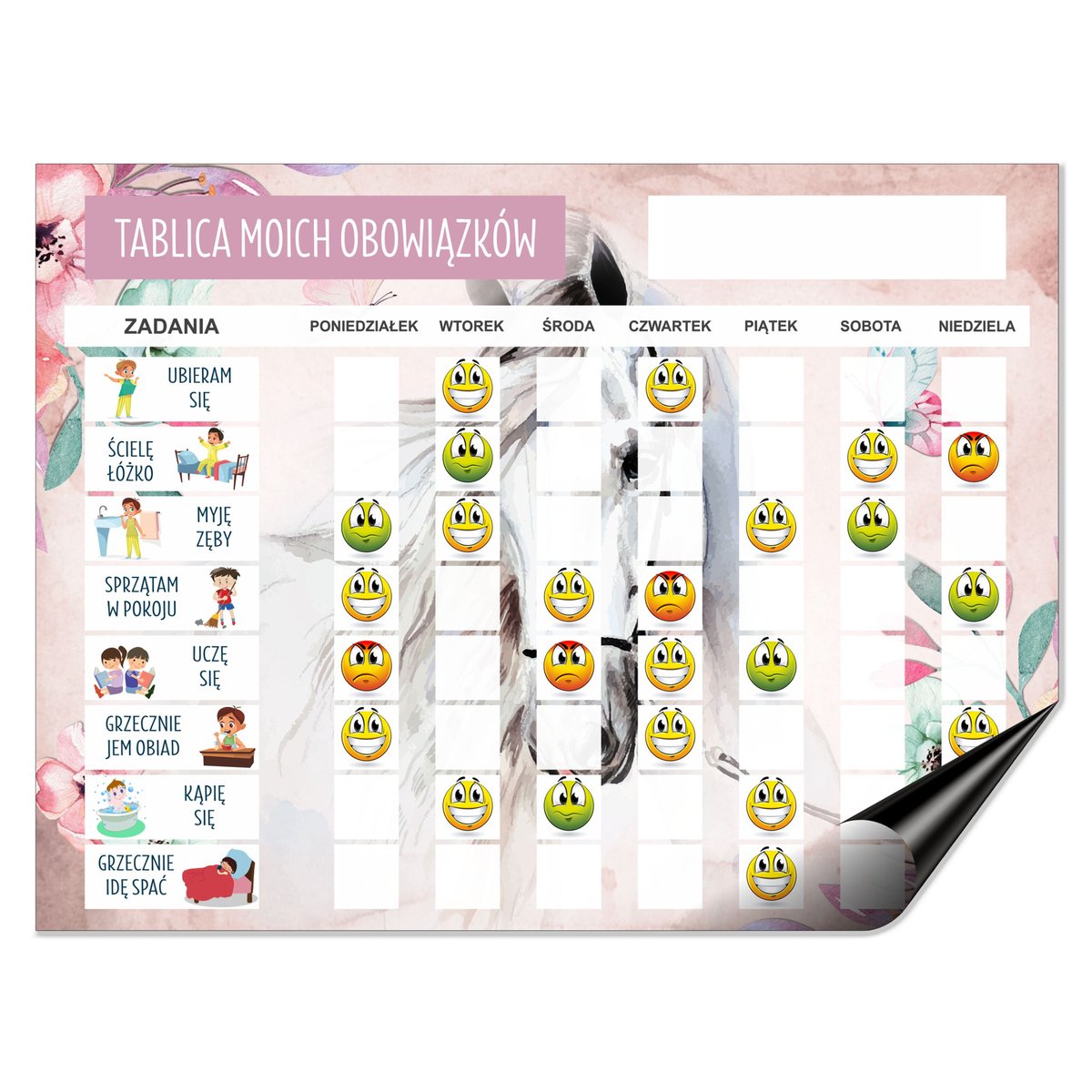 Tablica obowiązków na lodówkę Karta motywacyjna dla dzieci Planer na magnes