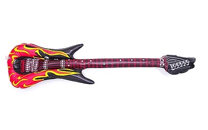 Gitara dmuchana 90 cm z motywem płomieni - zestaw 12 sztuk dla dzieci