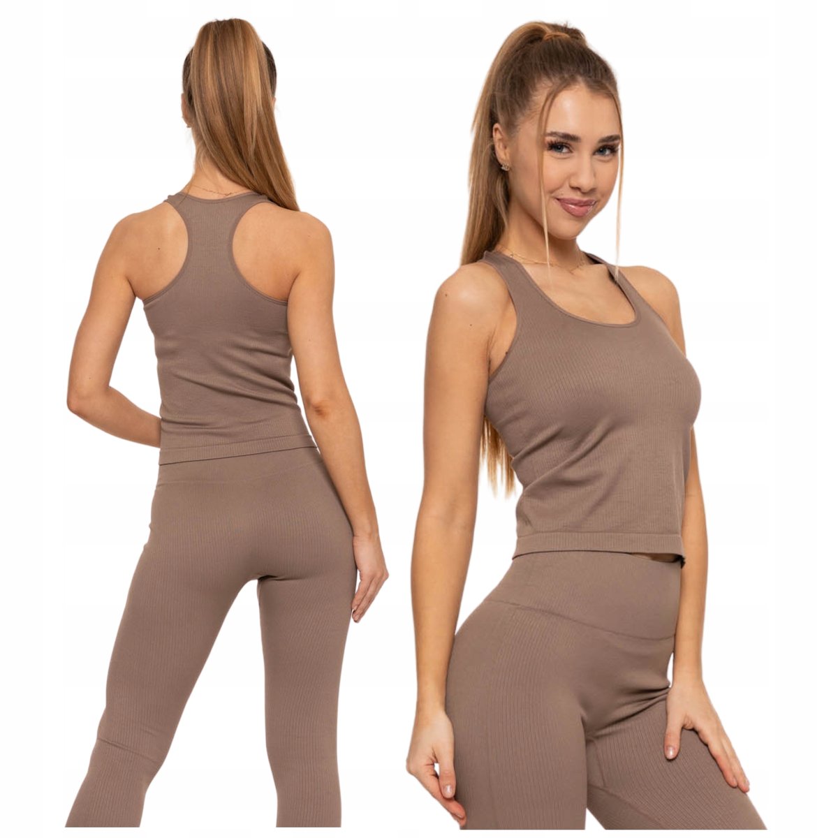 TOP DAMSKI Sportowa Koszulka Bokserka Prążkowana Stylowa Wygodna MORAJ L/XL