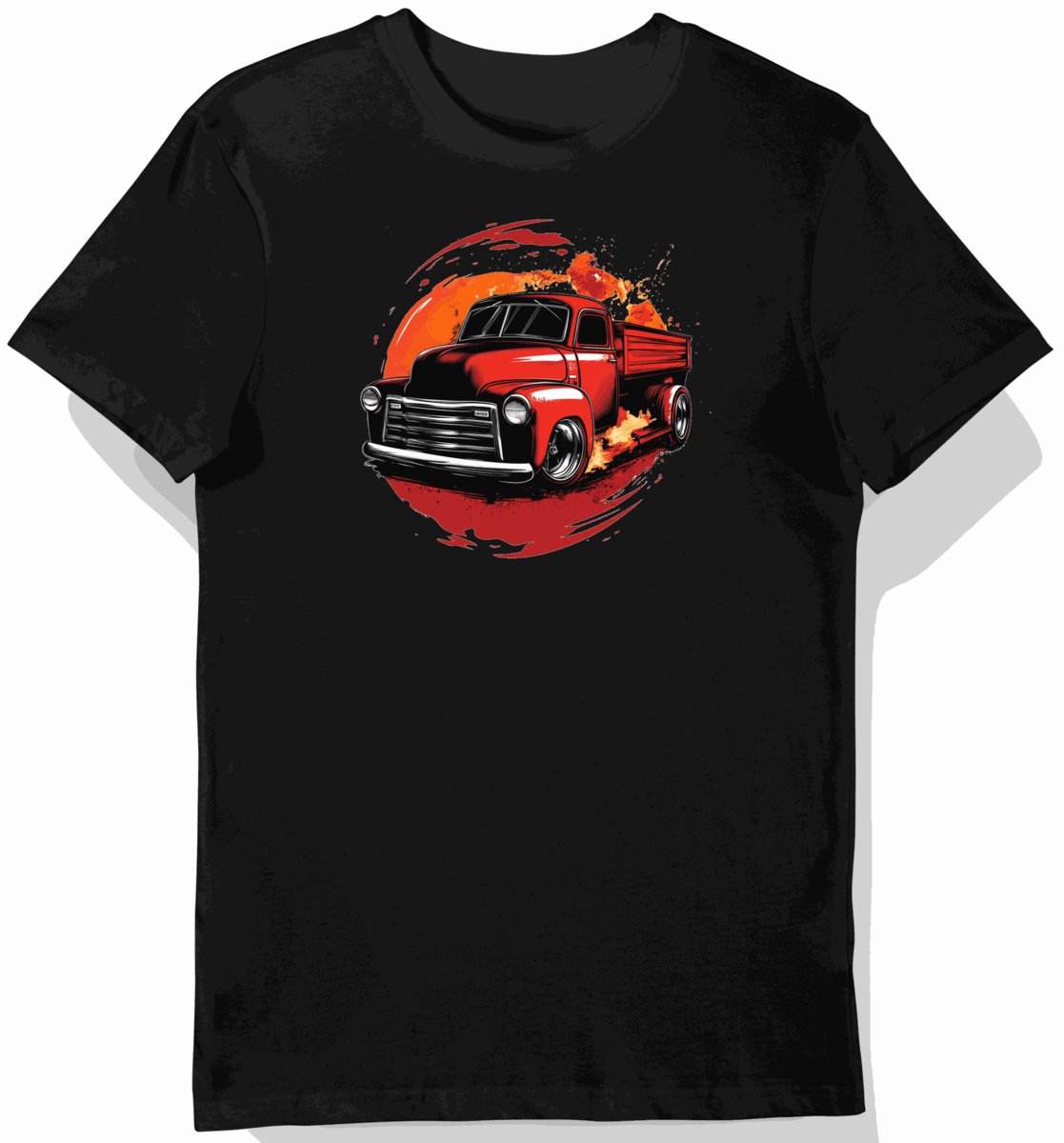 Koszulka męska czarna z motywem klasycznego czerwonego auta 5855 S