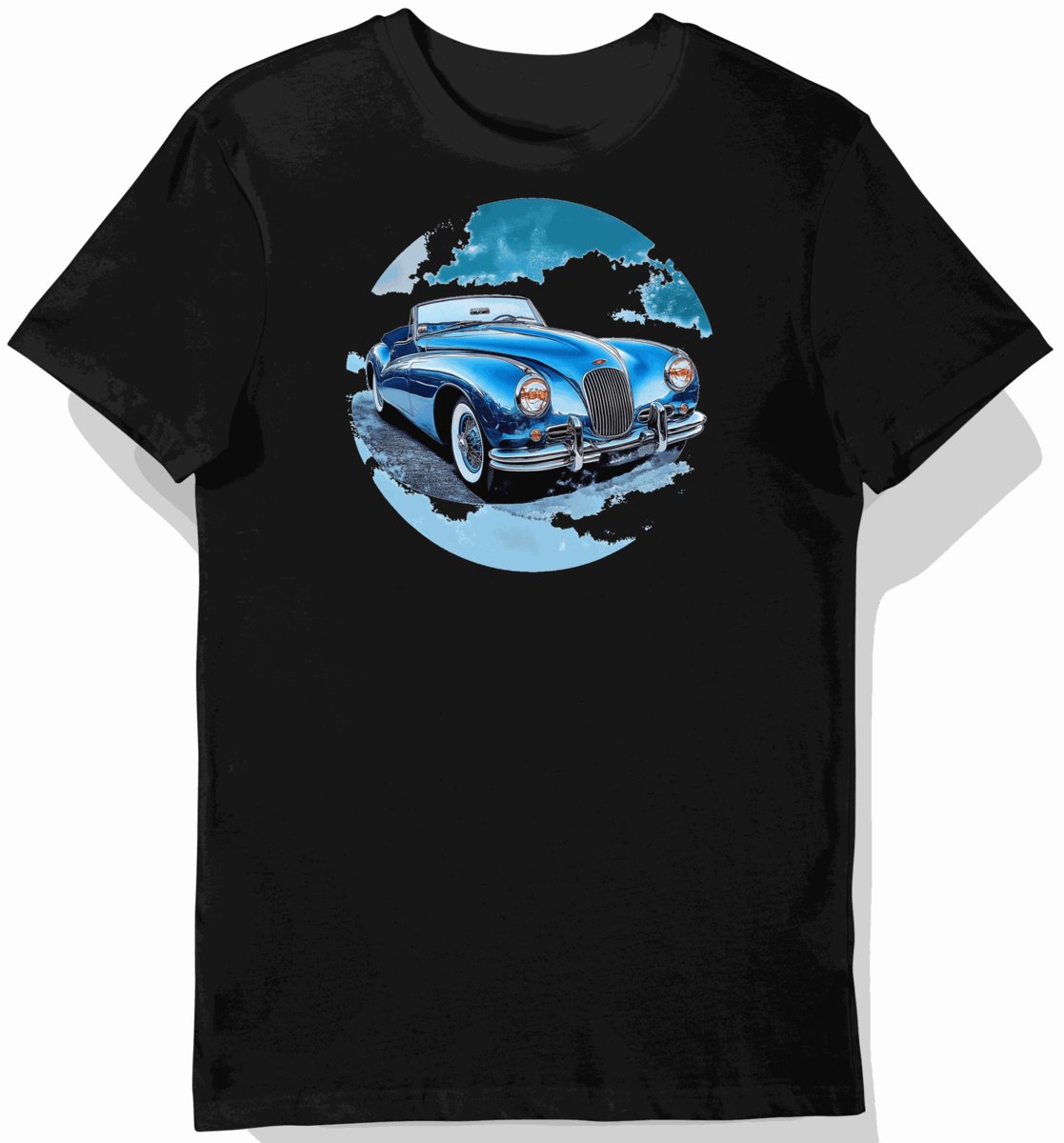Koszulka męska czarna z motywem eleganckiego kabrioletu 5855 XL