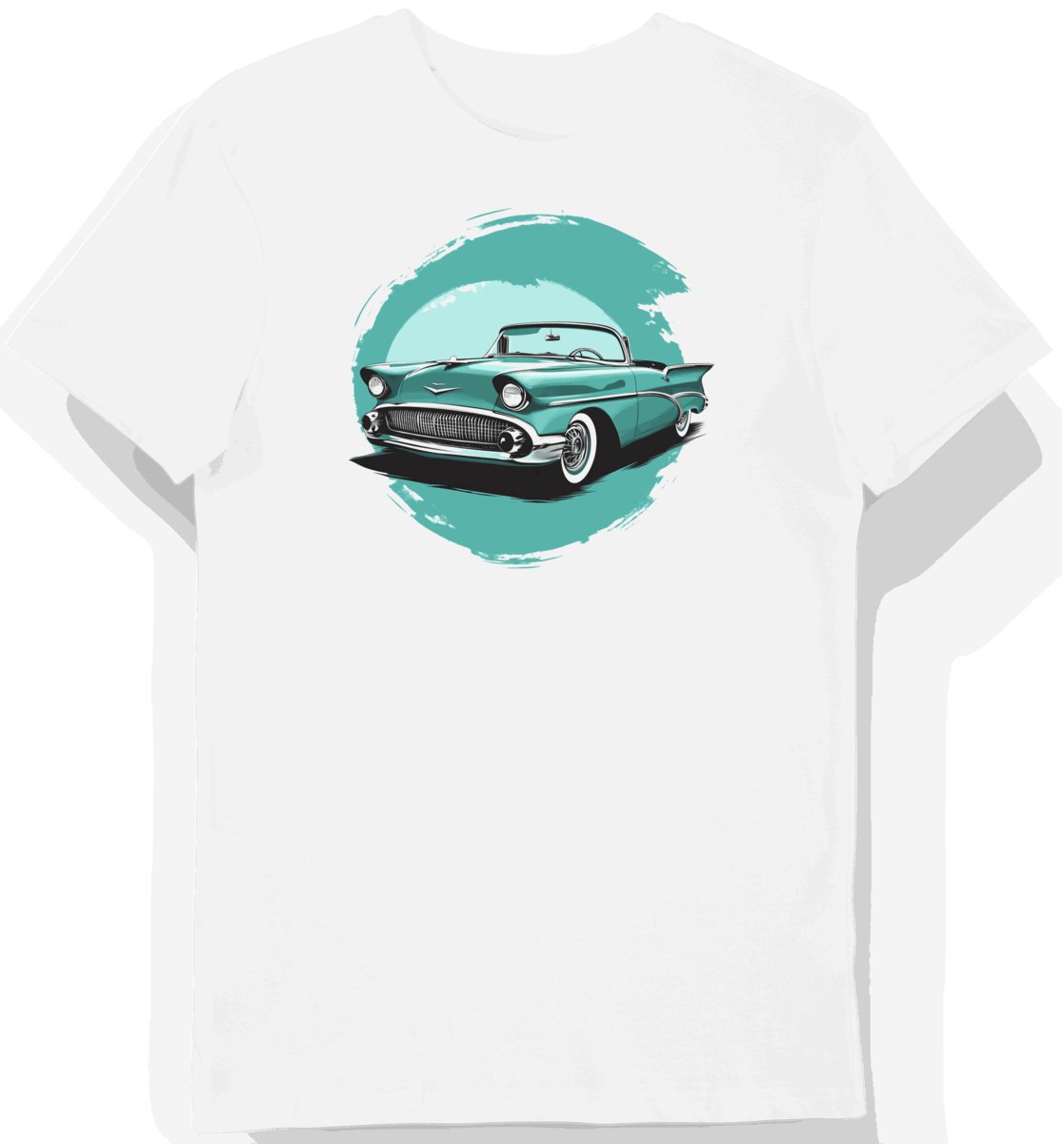 Koszulka męska biała z motywem klasycznego kabrioletu 5855 XXL