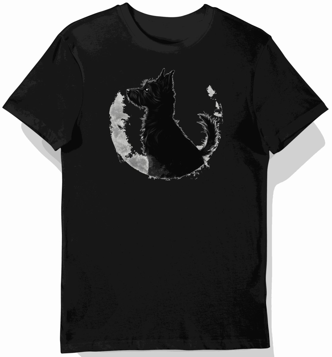 Koszulka męska czarna z nadrukiem eleganckiego teriera XL