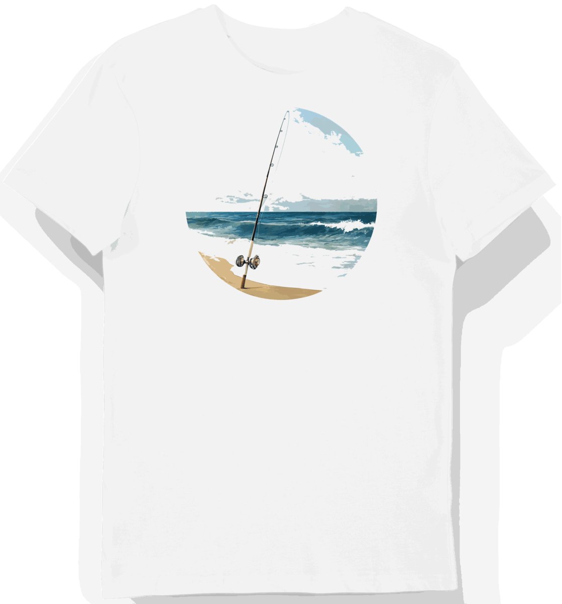 Koszulka męska biała z motywem eleganckiego wędkarza XXL
