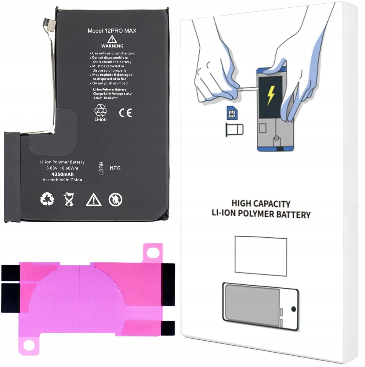 BATERIA DO iPHONE 12 PRO MAX WIĘKSZA POJEMNOŚĆ 4350 mAh ŚWIEŻA KOMPLET