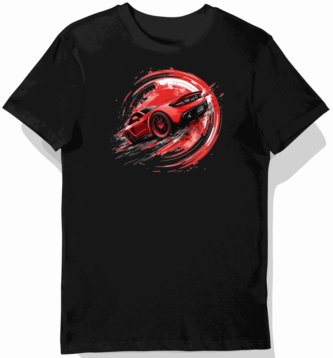 Koszulka męska czarna z motywem czerwonego koła sportowego 3XL