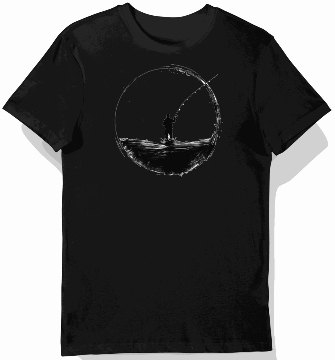 Koszulka męska czarna z motywem wędkarstwa sportowego 5855 L