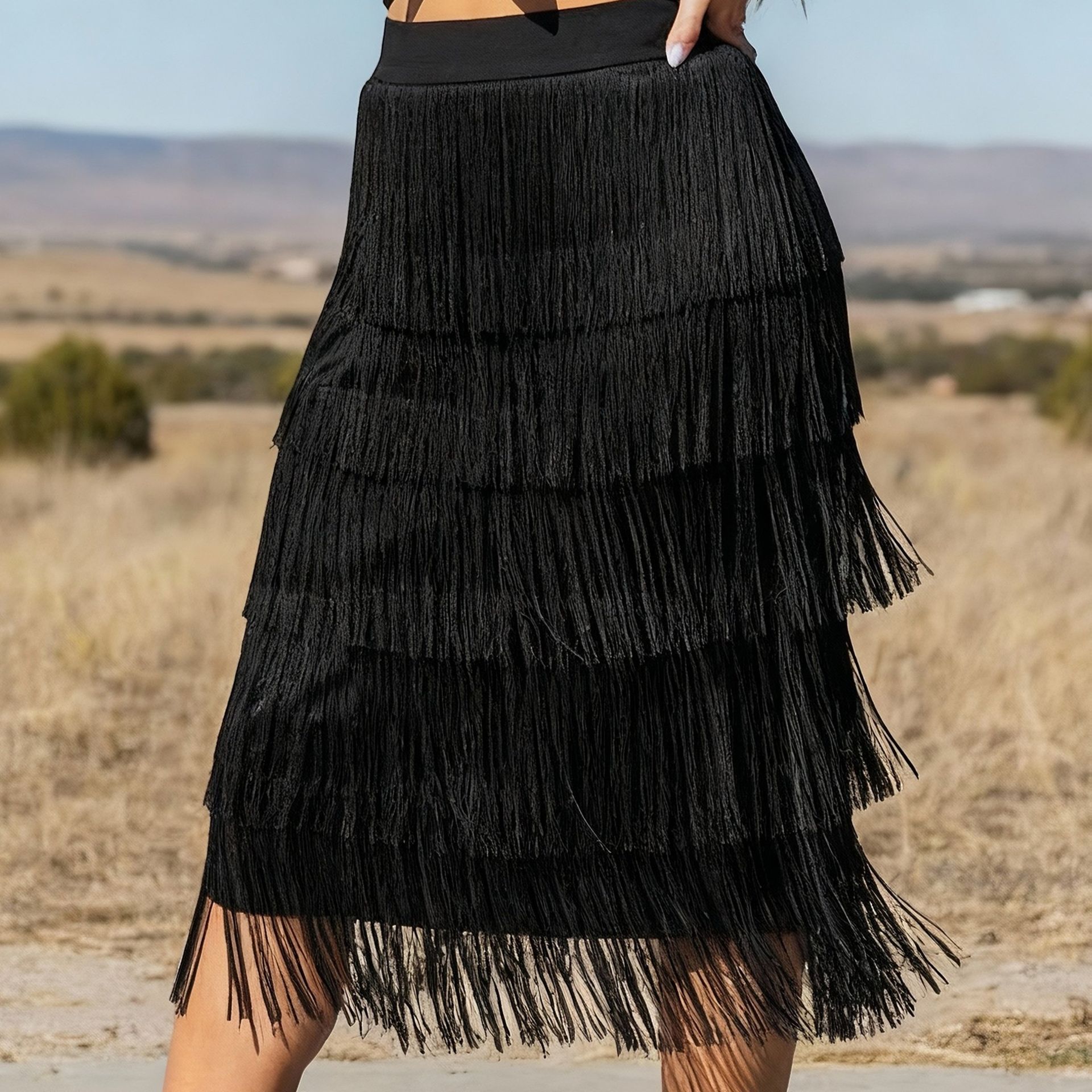 TEMU Elegancka Spódnica z Frędzlami dla Kobiet