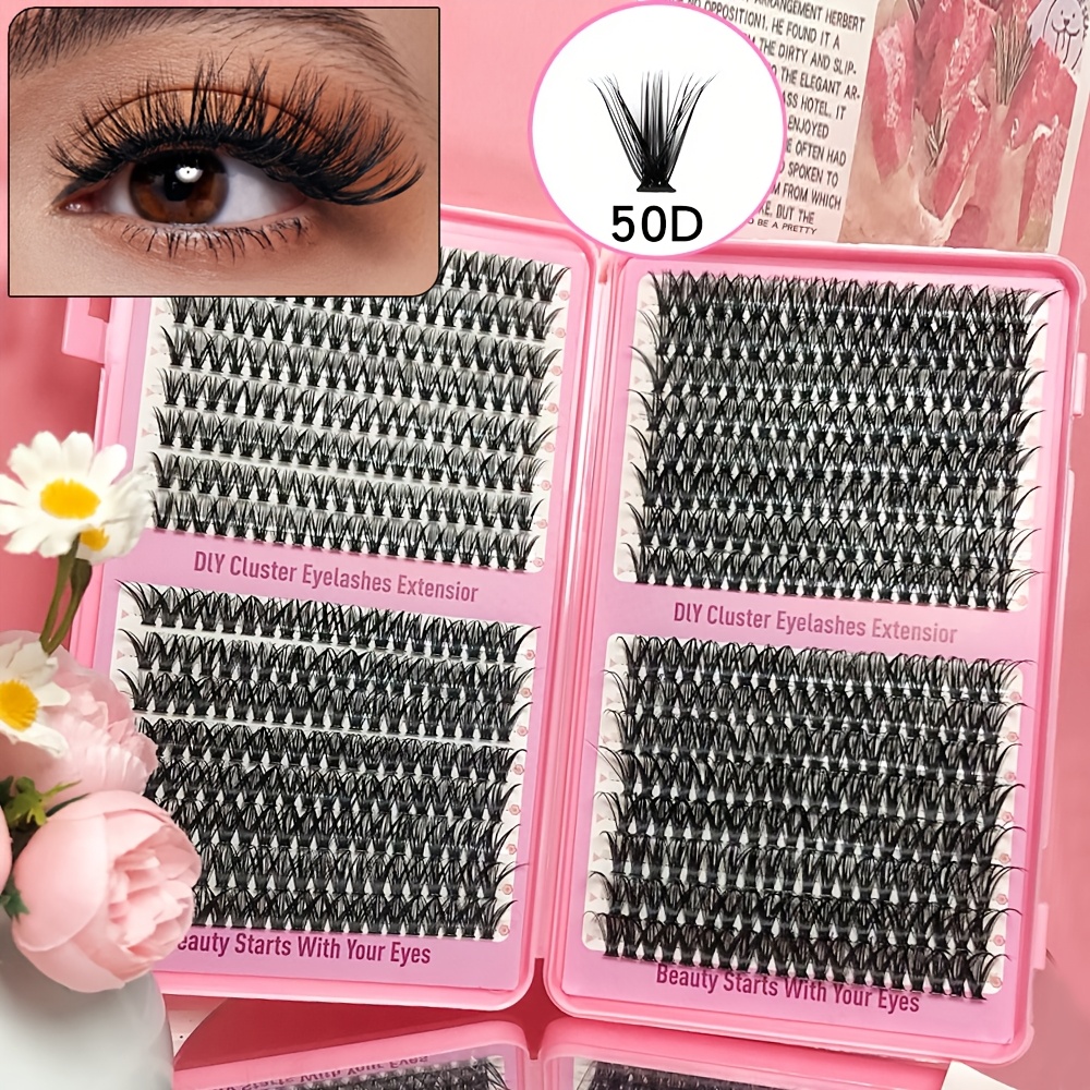 TEMU Zestaw do Przedłużania Rzęs DIY, 640 sztuk - Rzęsy 50D , Super & Objętość C, Mieszane Długości (10mm-16mm), Łatwe w Aplikacji dla Dramatycznego