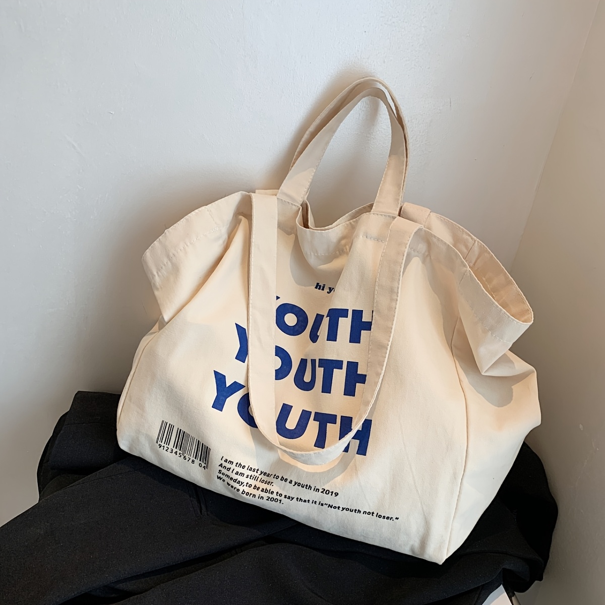 TEMU 1 szt. Torba damska inspirowana Nowym Jorkiem - Elegancka biała torba z poliestru z magnetycznym zamknięciem, przestronna do codziennego użytku