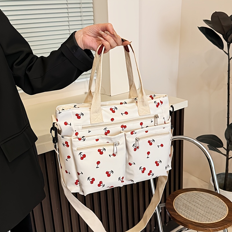 TEMU Torba na ramię w wiśniowy wzór Styl Y2K, modna damska torba typu tote z szelkami, idealna na codzienne wyjścia i specjalne okazje,