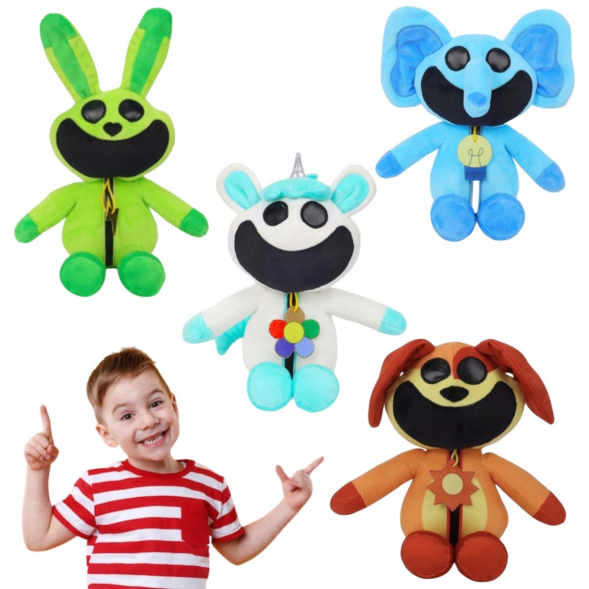 Zestaw Maskotek 4 szt Smiling Critters Cartoon PLUSZAK MONSTER GAME 25cm