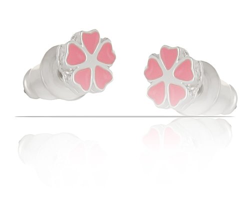 COLIBRA Srebrzone Kolczyki różowe kwiatuszki (P15/KDS/10/2AG)