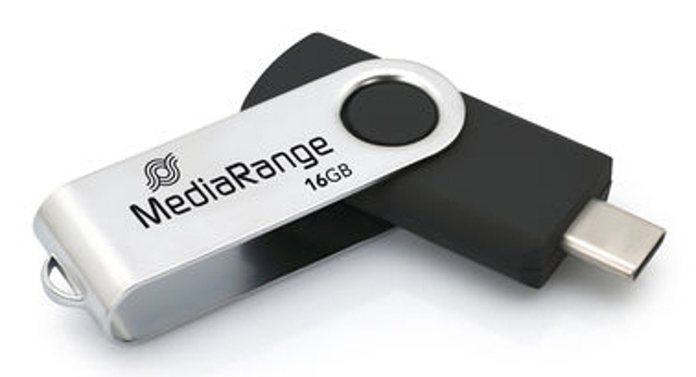 MediaRange MR1951 pamięć USB 16 GB USB Type-C 3.2 Gen 1 (3.1 Gen 1) Czarny, Srebrny MR1951