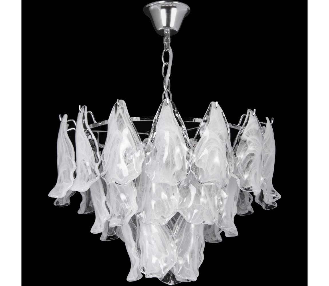 Żyrandol na łańcuchu 4xE27/60W/230V śr. 40 cm chrom błyszczący/biały