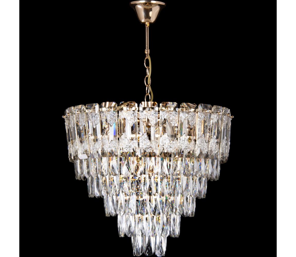 LED Żyrandol na łańcuchu 9xE27/60W/230V + 6xLED/6W śr. 50 cm złoty