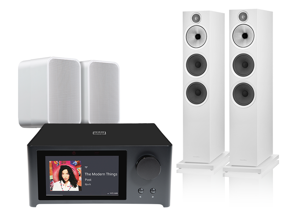 NAD C 700 V2 (czarny) + 603 S3 (biały) + Pulse Flex 2i (biały)