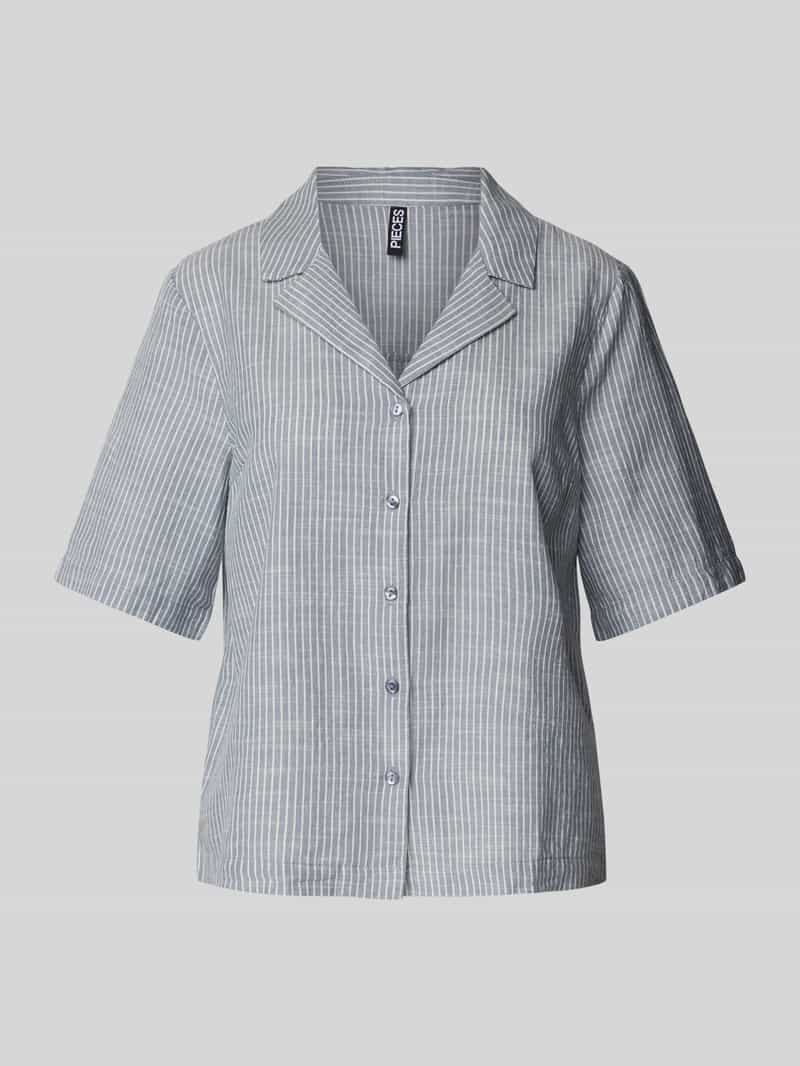 Bluzka koszulowa o kroju regular fit z mieszanki bawełny i lnu model ‘PIA’