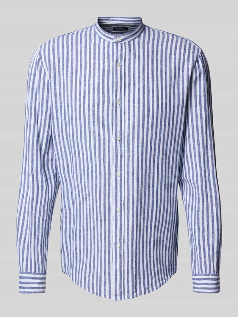 Koszula casulowa o kroju slim fit z mieszanki lnu ze stójką