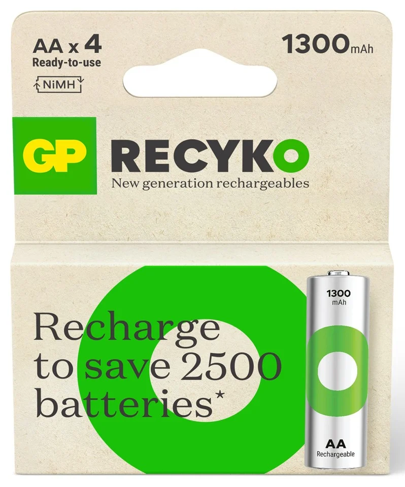 Akumulator GP ReCyko AA NiMH 130AAHCE 1300 mAh 1.2V 4 szt (4891199212611)