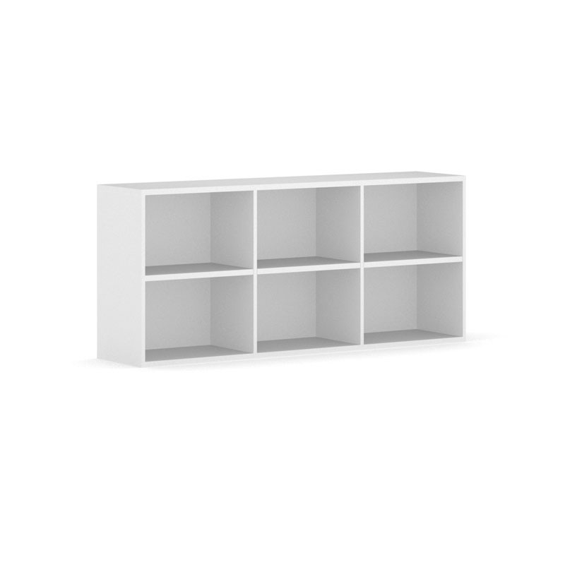 Biblioteka INTEGRO z półkami, wyższa, 835 x 1750 x 400 mm, 6 półek, biały