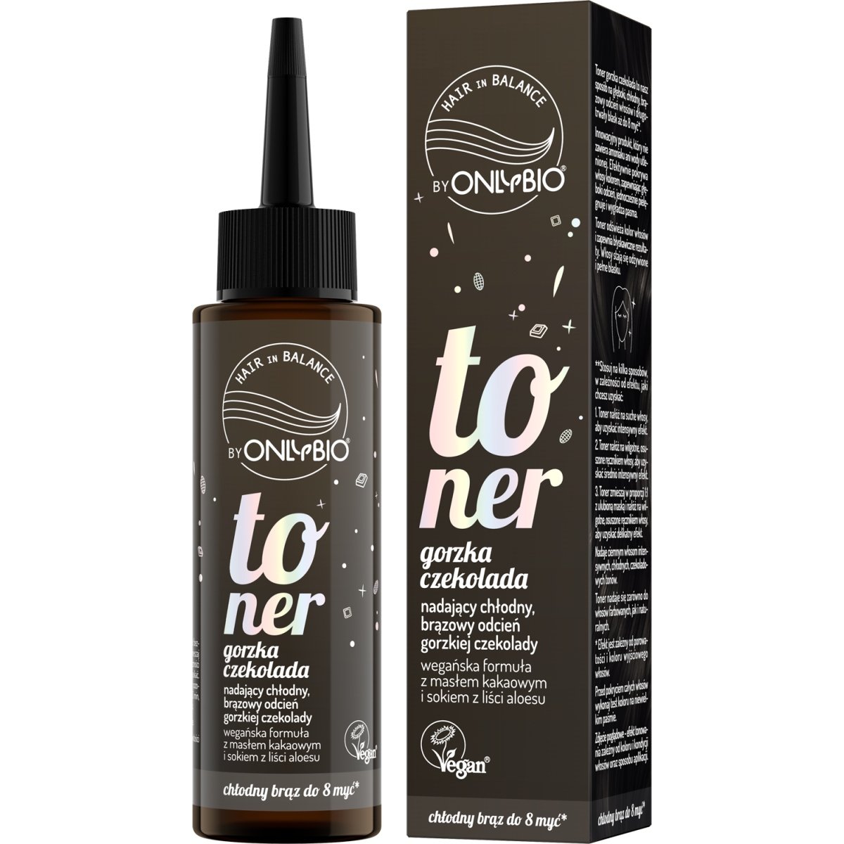 OnlyBio, Toner Do Włosów Gorzka Czekolada, Chłodny Brązowy Odcień, 100ml
