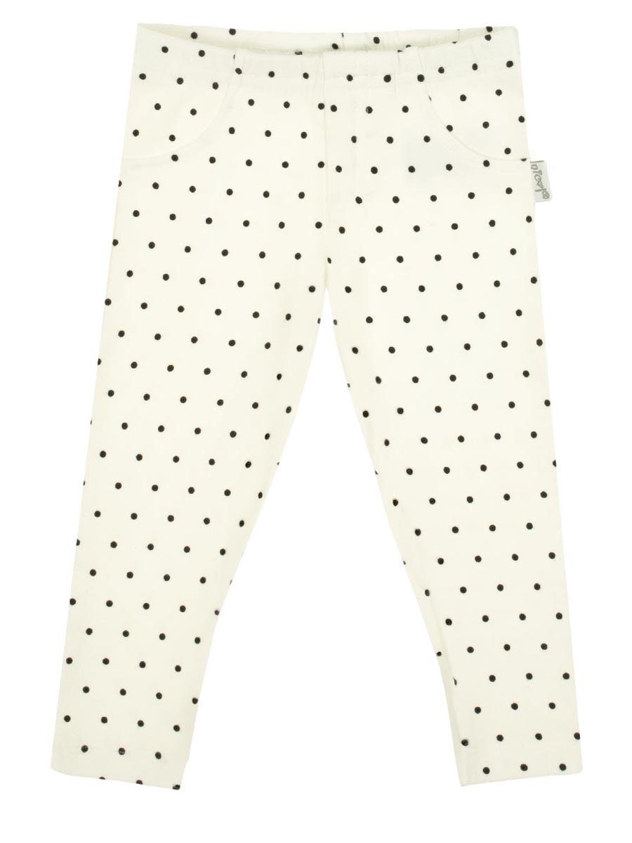 Dziewczęce legginsy w czarne kropki kremowe Nicol,r.74