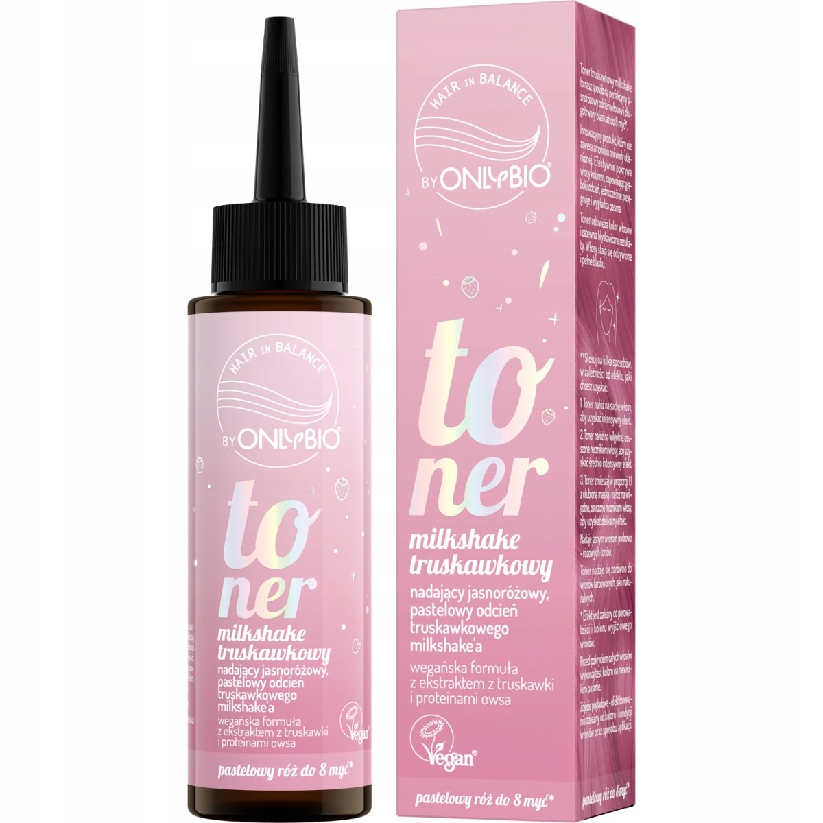 OnlyBio, Toner Do Włosów Truskawkowy Milkshake Jasnoróżowy Pastelowy, 100ml