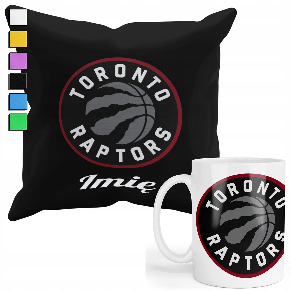 ZESTAW KUBEK + POSZEWKA Z NADRUKIEM-DLA FANA NBA TORONTO RAPTORS +IMIĘ
