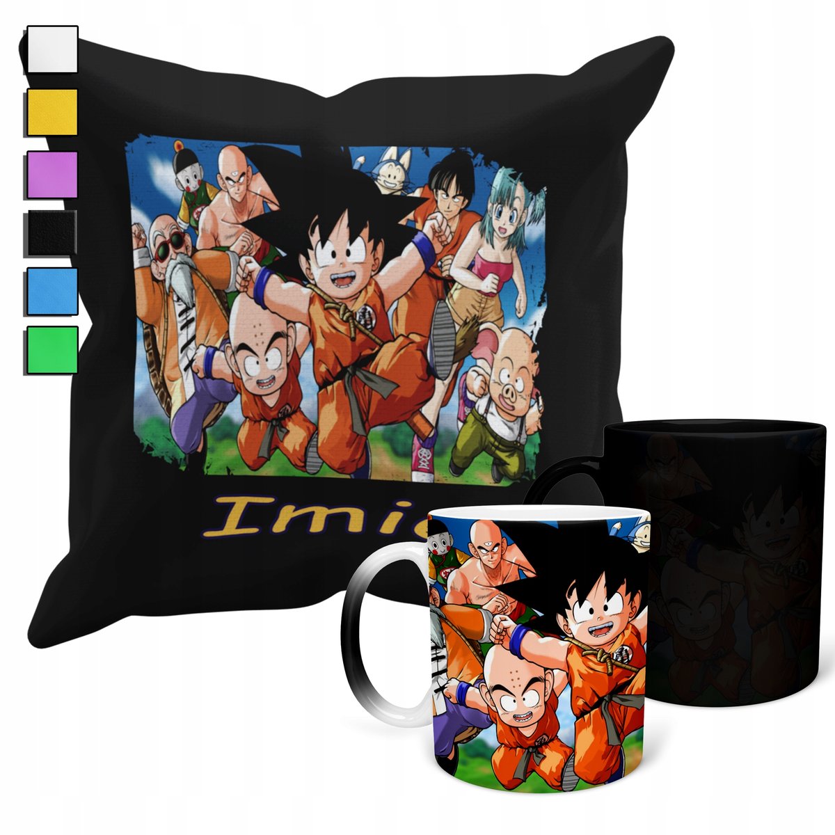 ZESTAW KUBEK MAGICZNY ZMIENIAJĄCY KOLOR + POSZEWKA DRAGONBALL ANIME + IMIĘ